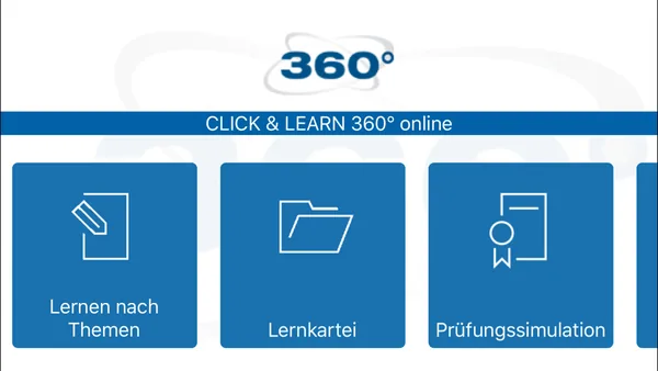 360-online-degener App Screenshot – Theory question in official exam format