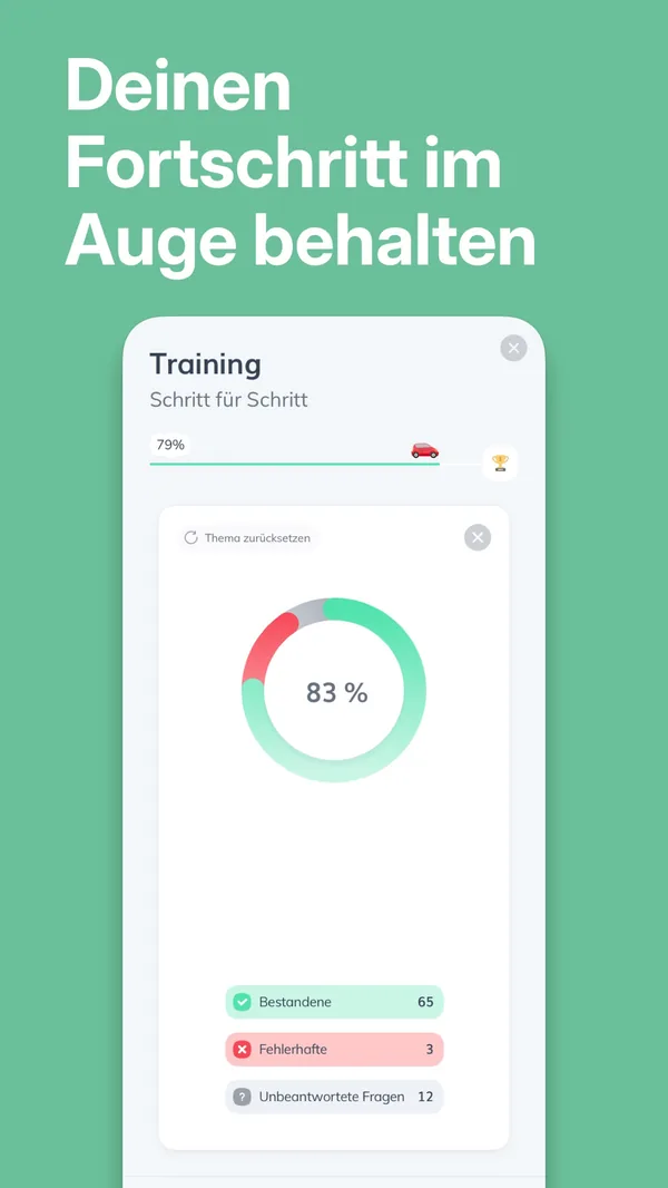 ClickClickDrive App Screenshot – Home screen and study areas