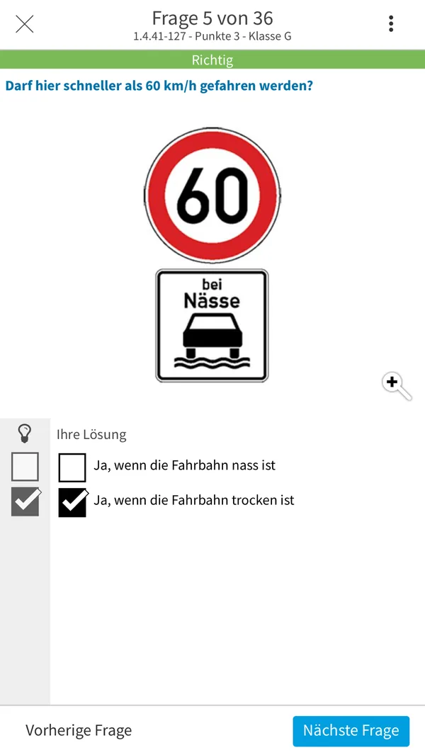 fahrschulcard App Screenshot – Theory question in official exam format