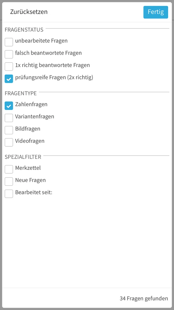 fahrschulcard App Screenshot – Full exam simulation overview