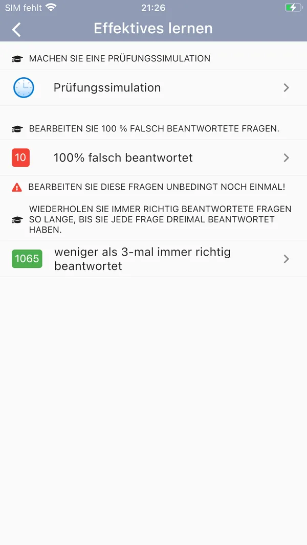 fahrschule-de-2026 App Screenshot – Language and settings screen