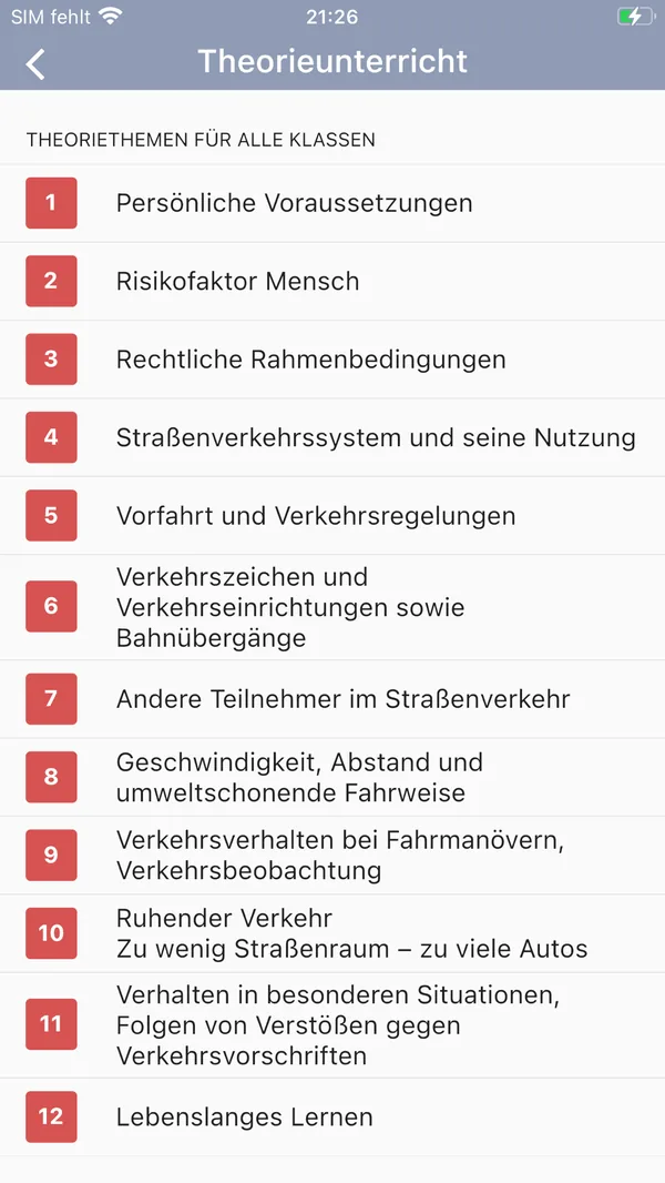 fahrschule-de-2026 App Screenshot – Personal performance analysis