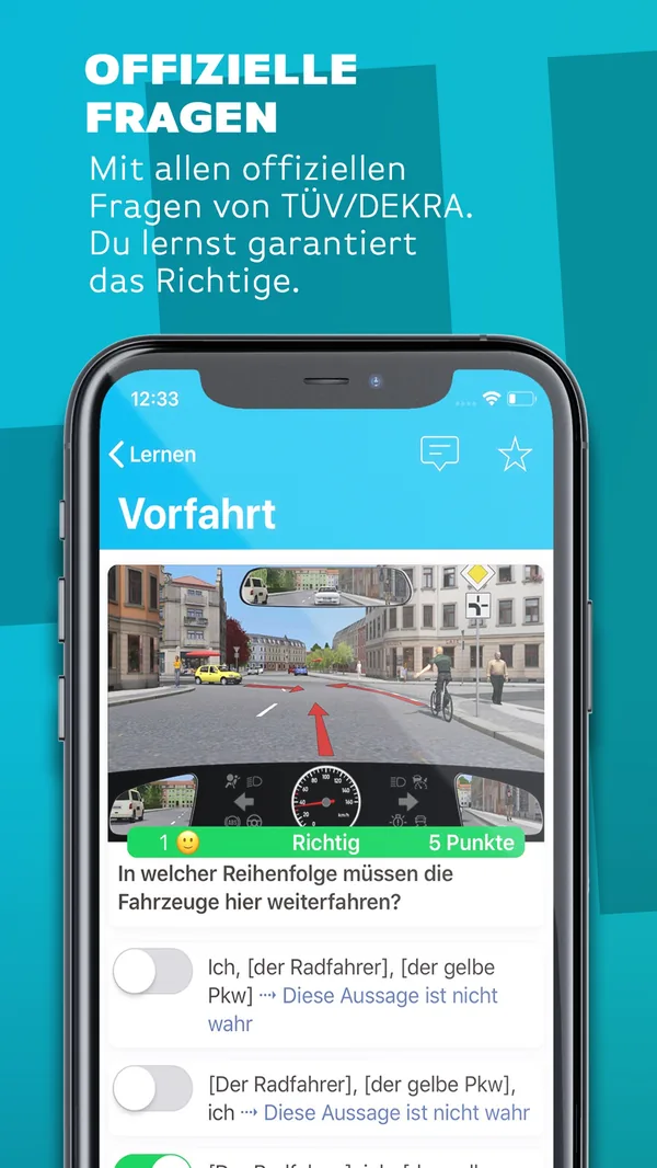 itheorie-fuehrerschein App Screenshot – Answer feedback with explanation