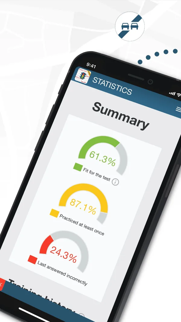 Theorie24 GOLD App Screenshot – Language and settings screen